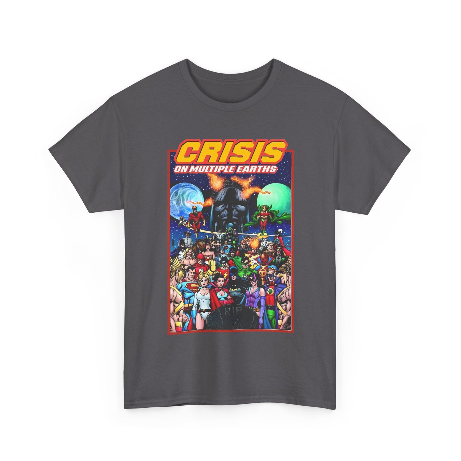 Crisis on Multiple Earths T-Shirt DC Comics George Perez Art Vintage-Style Tee