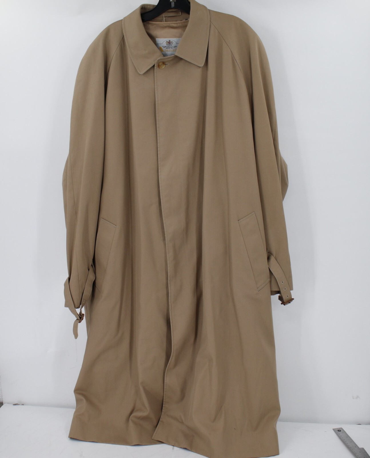 Aquascutum Trench Coat Mens Large Aqua 5 Canvas Wool Blend Removable Liner