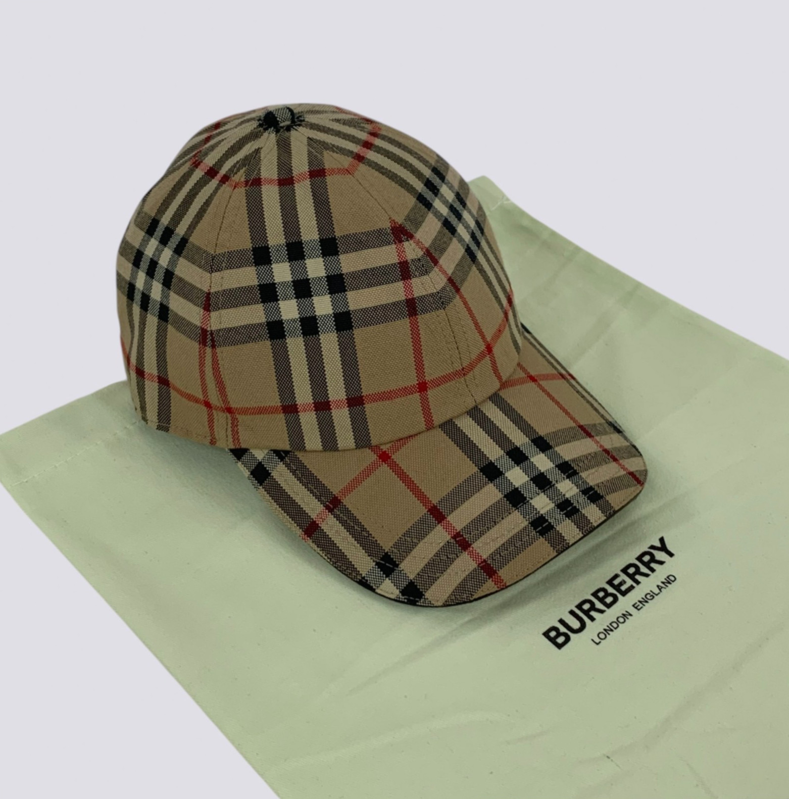 Burberry London Nova Check Pattern Baseball Trucker Cap Hat Head Beige Size M
