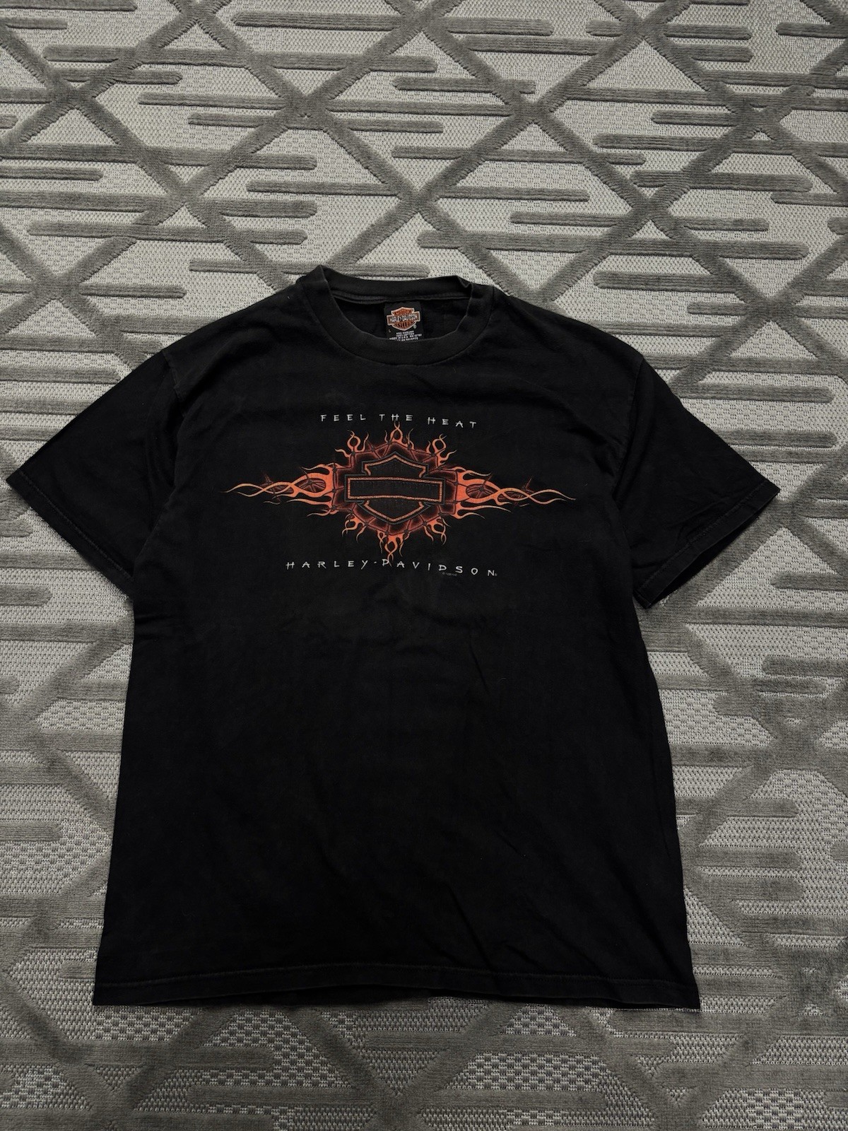 Vintage 1998 Harley Davidson T Shirt Size L Feel The Heat Downtown Seattle Black