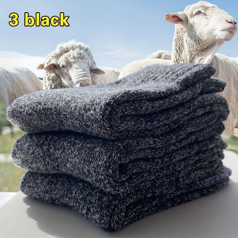 3/5 Pairs Solid Color Wool Socks for men Winter Warm Socks Thermal Socks Thick