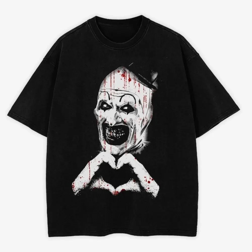Creepy‑Horror‑Clown Heart‑Hands‑Graphic Spooky‑Fan‑Gift Unisex Crew‑Neck T‑Shirt