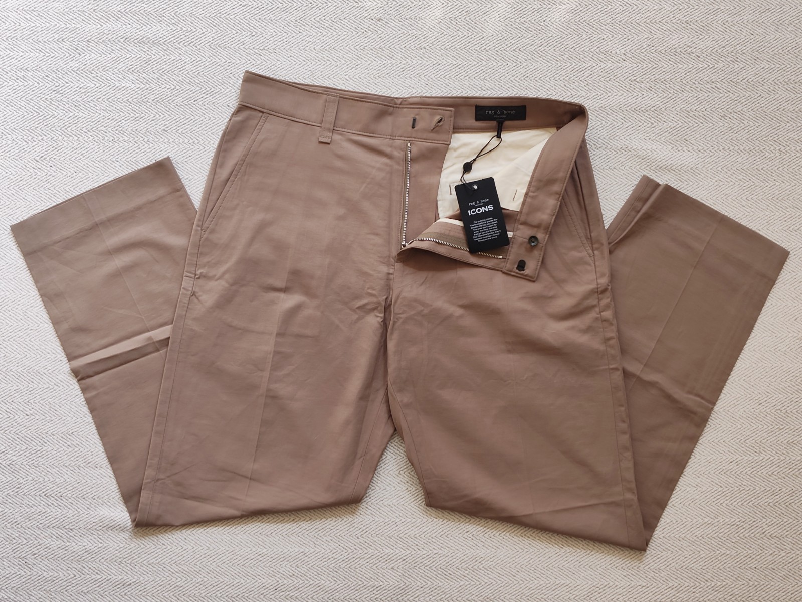 NEW Rag & Bone New York Icons Haydon Cotton Nylon Pant Dark Taupe Mens 34 x 30