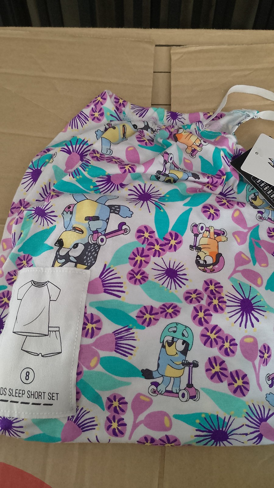 BONDS X BLUEY - Bluey and Bingo Scooter Pyjama Set -Size 8- Brand New