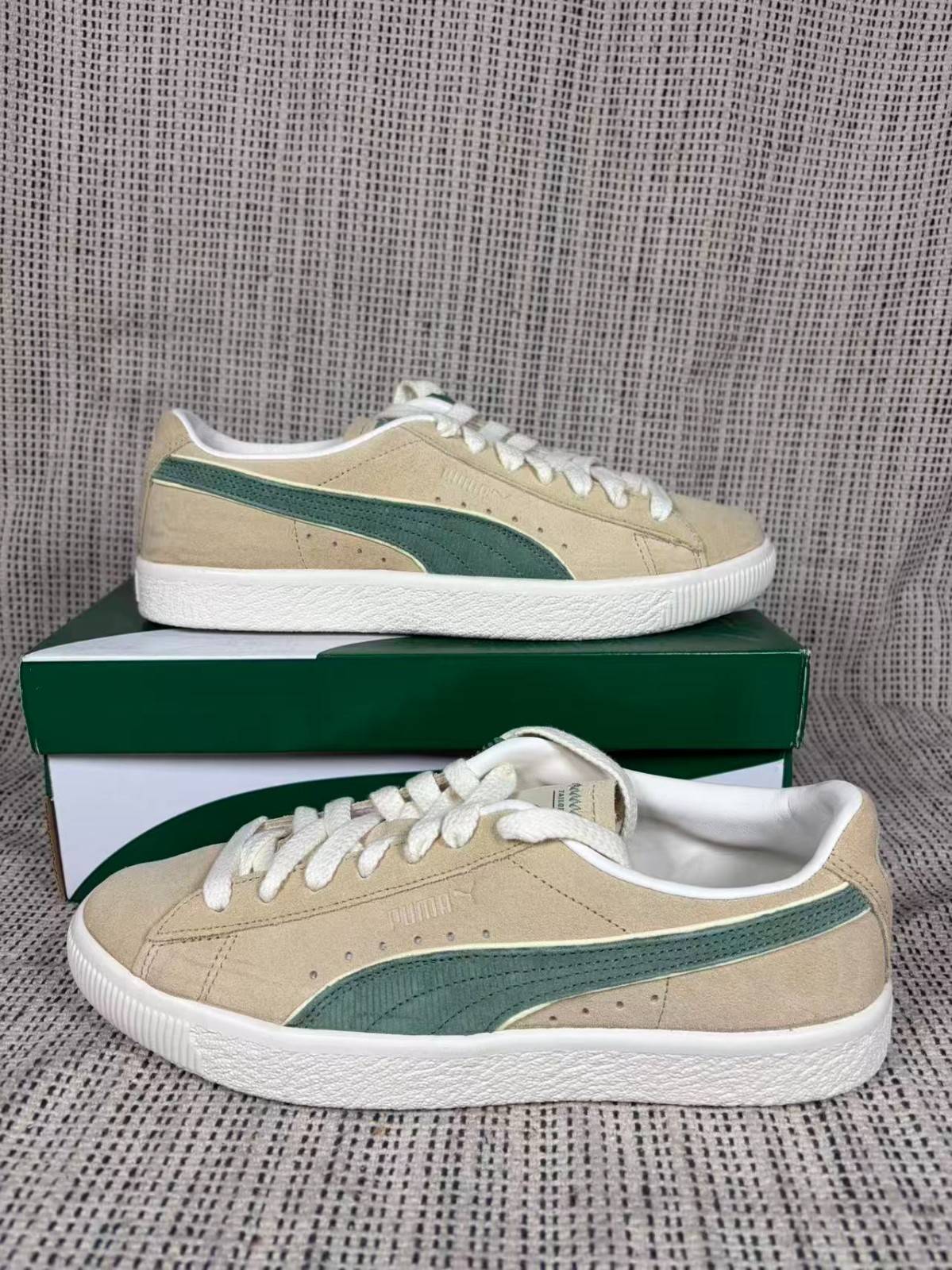 PUMA-Suede Vintage \' Light Sand Deep Forest\' Men\'s Shoes 388148-01