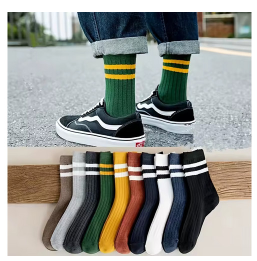 5 Pairs Of Men\'s Socks, Autumn And Winter Vintage Fun Fashion Athletic Socks