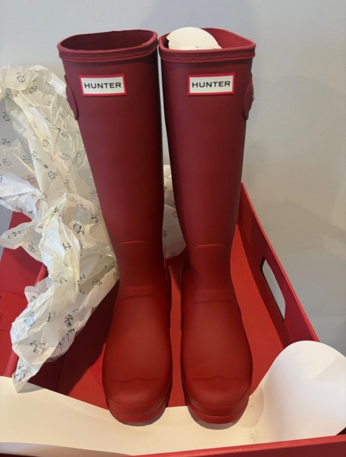 Brand New Hunter Women’s Original Tall Military Red Rain Boots, Size 8 Womens