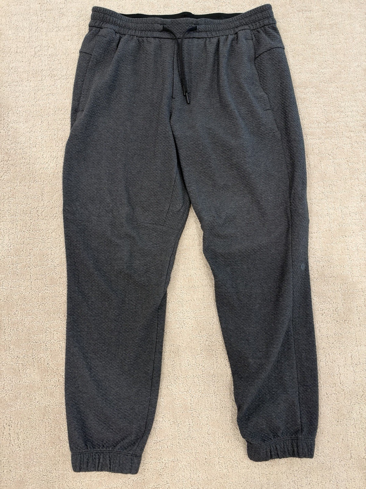 Lululemon Men\'s at Ease Textured Double Knit Joggers Charcoal, Size XL
