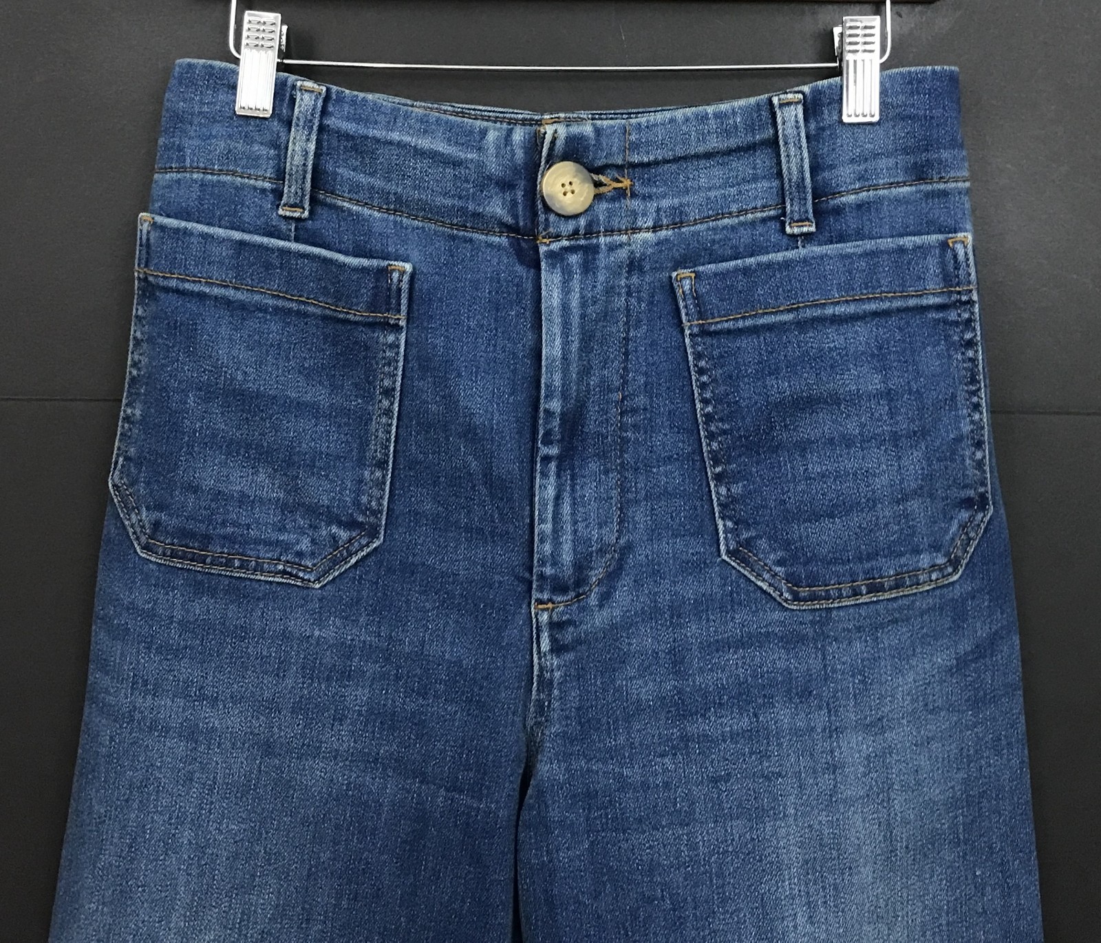 Anthropologie Maeve Colette High-Rise Wide-Leg Cropped Jeans Medium Wash Size 29