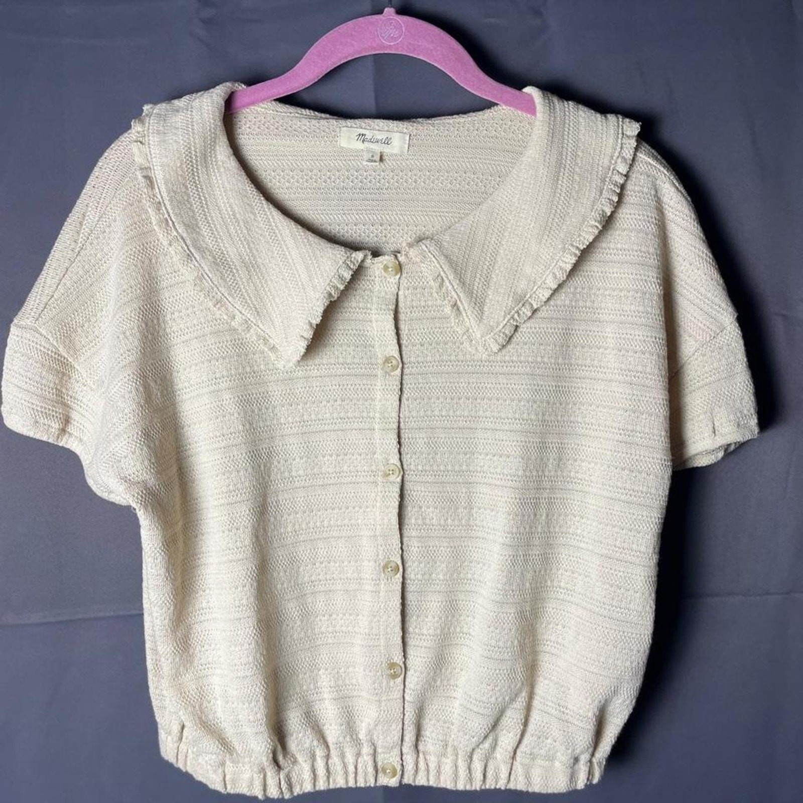 Madewell cream textured knit short size Small