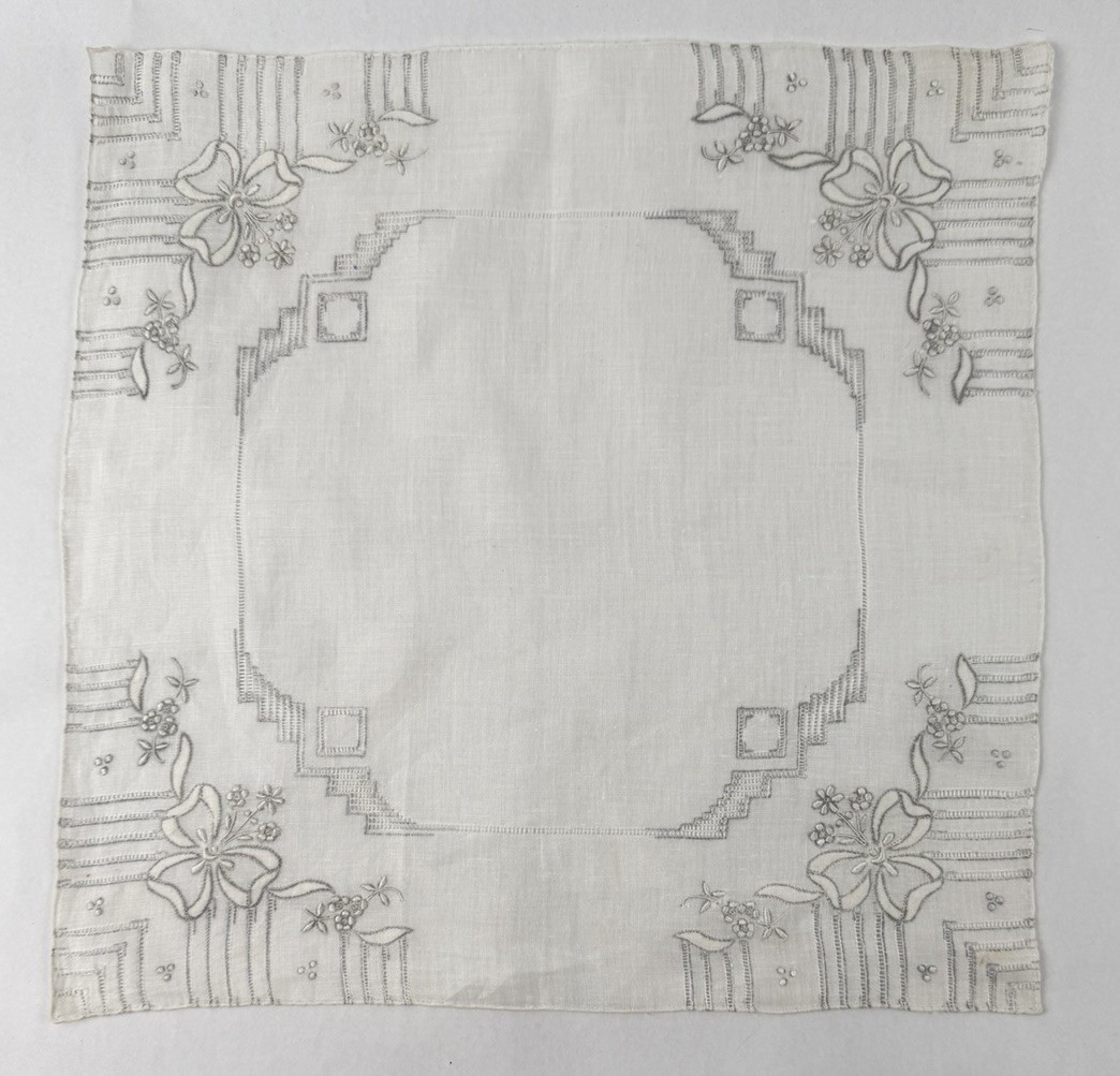 Vintage Embroidered Bow Handkerchief Wedding Bridal Hanky