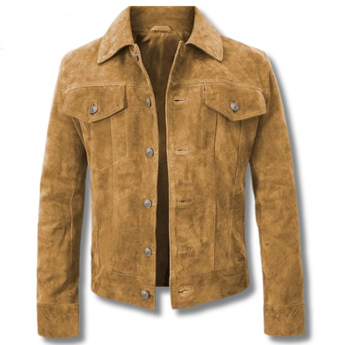 Men’s Vintage Brown Stylish Genuine Soft Suede Leather Trucker Classic Jacket
