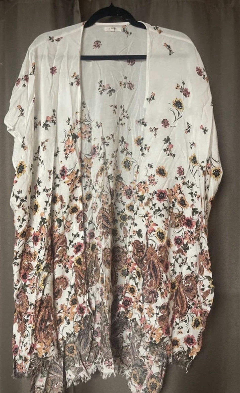 OS - Maurices Bohemian Paisley Floral Open Front Kimono Cardigan Fall Autumn One