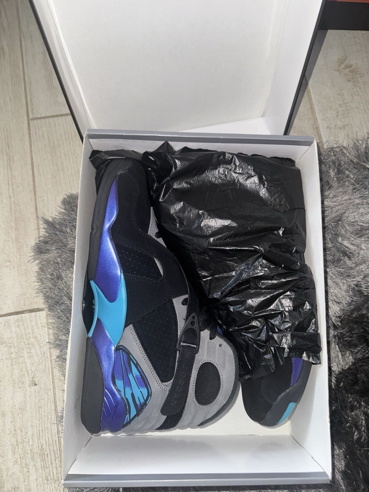 Jordan Air Jordan 8 High Top Black/Gray/Blue/Purple Lace-Up Basketball Men 14
