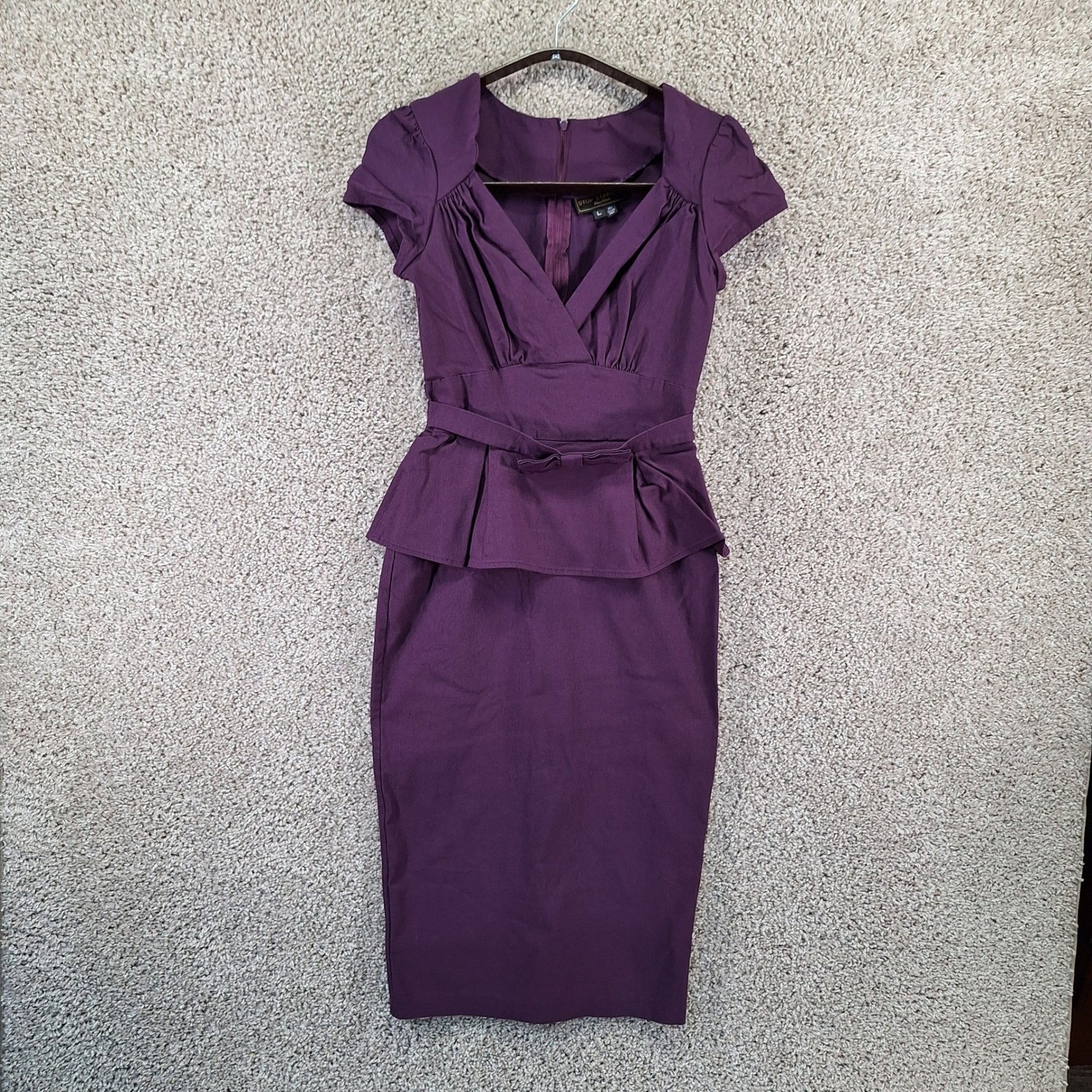 Stop Staring Alicia Estrada Dress Women Large Purple Pencil Retro Glam Feminine