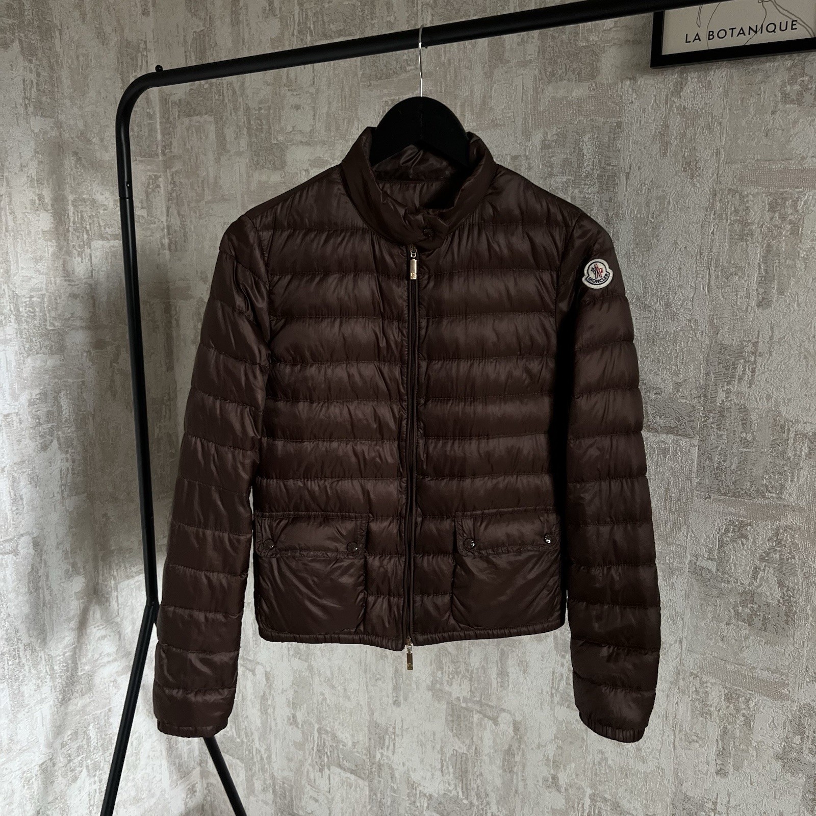 MONCLER Lans Lightweight Down Jacket Brown Puffer Sz 0 XS Womens Coat Authenti