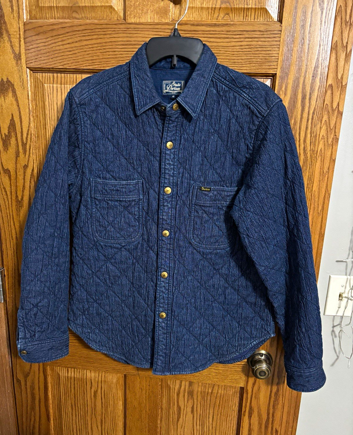 Studio D\'artisan Men\'s Blue Denim Quilted Lined Shirt Jacket Pockets Size 40