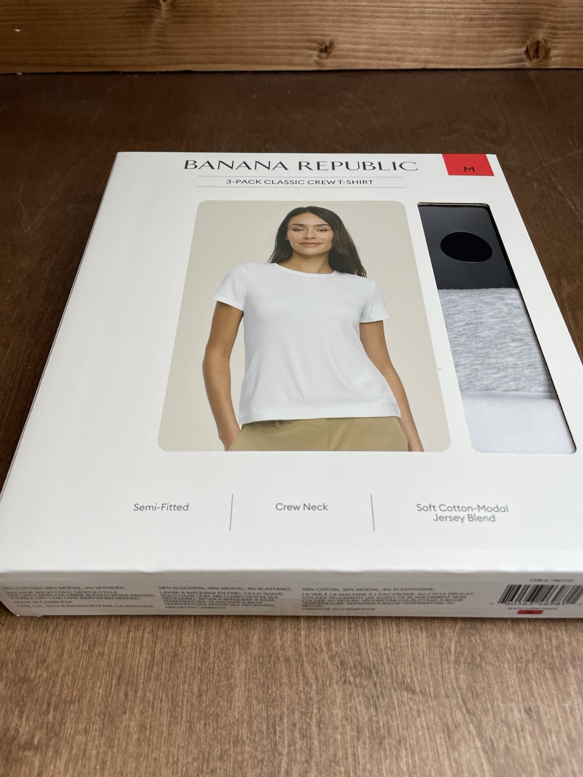 Banana Republic Women\'s 3-Pack Classic Crew T-Shirt White/Black/Gray Size Medium