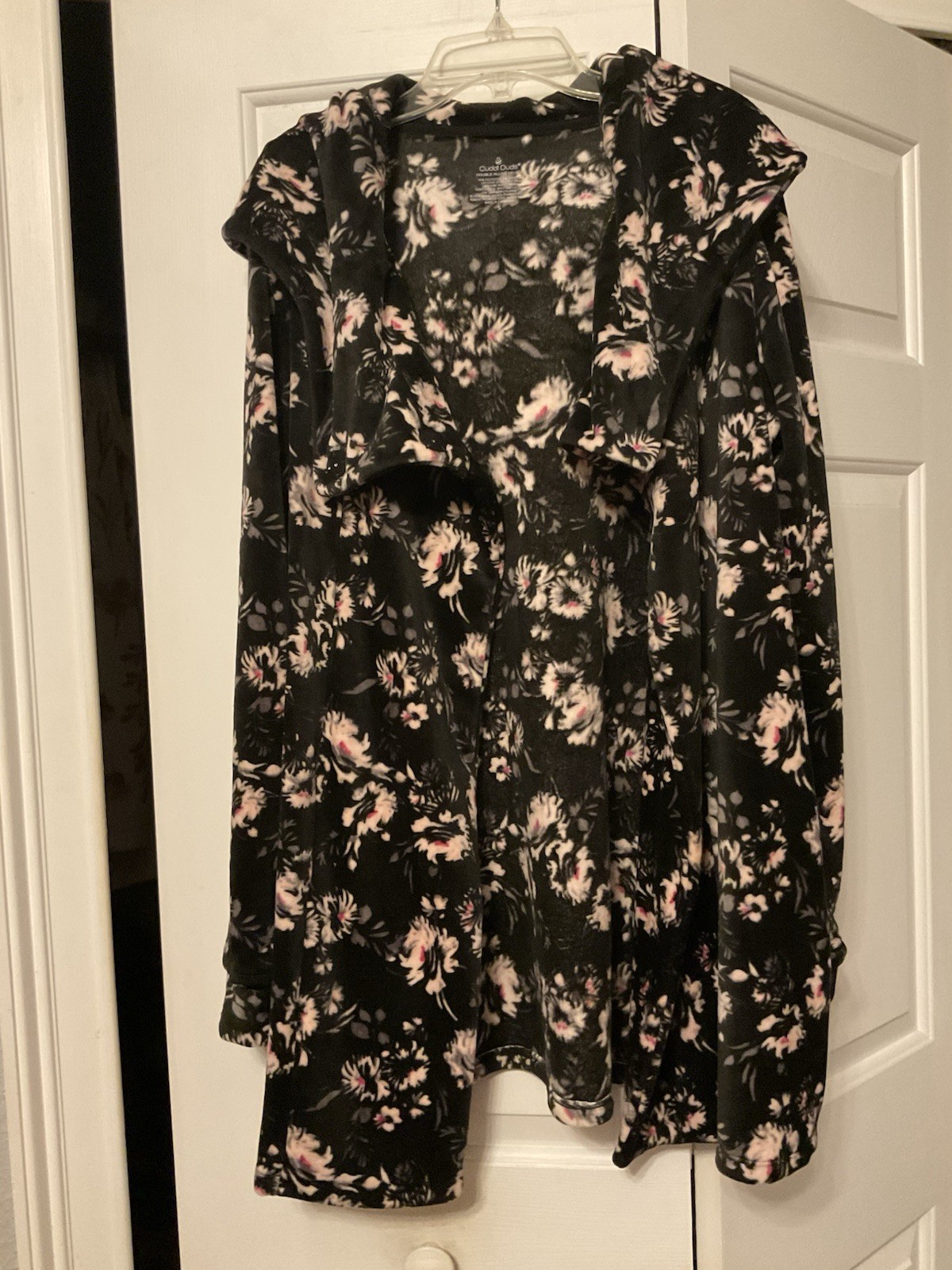 Double Plush Velour Hooded Floral Print Lightweight Jacket By Cuddle Duds Size S