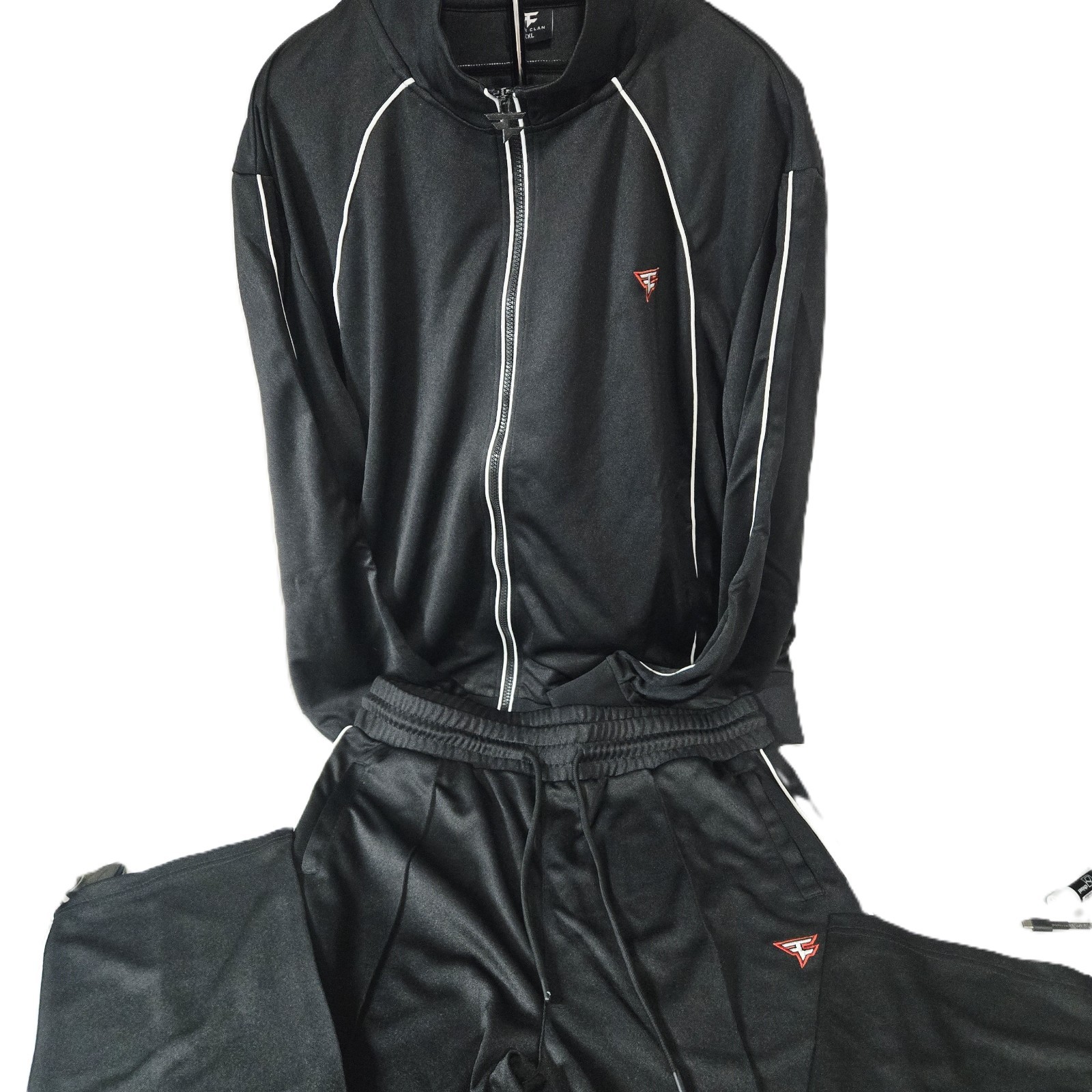 FaZe Clan Men\'s Tracksuit Size XXL Black Full Zip Jacket & Pants Outfit Set