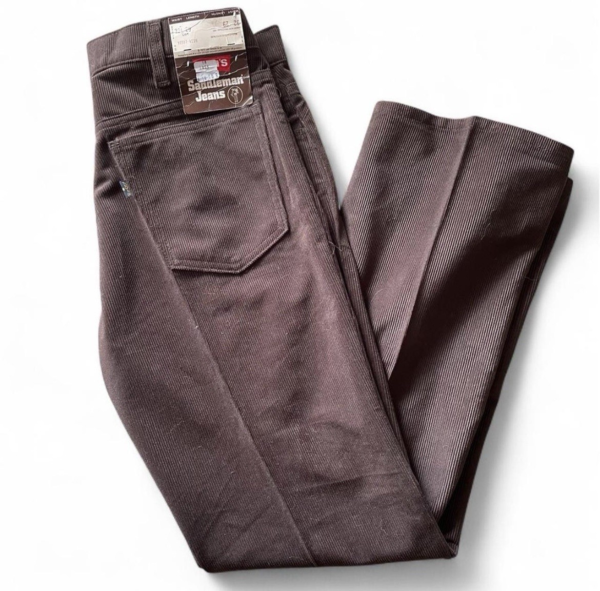 Levi\'s Saddleman Jeans Men\'s 32 Brown Corduroy Straight Mid Rise Vintage 70s