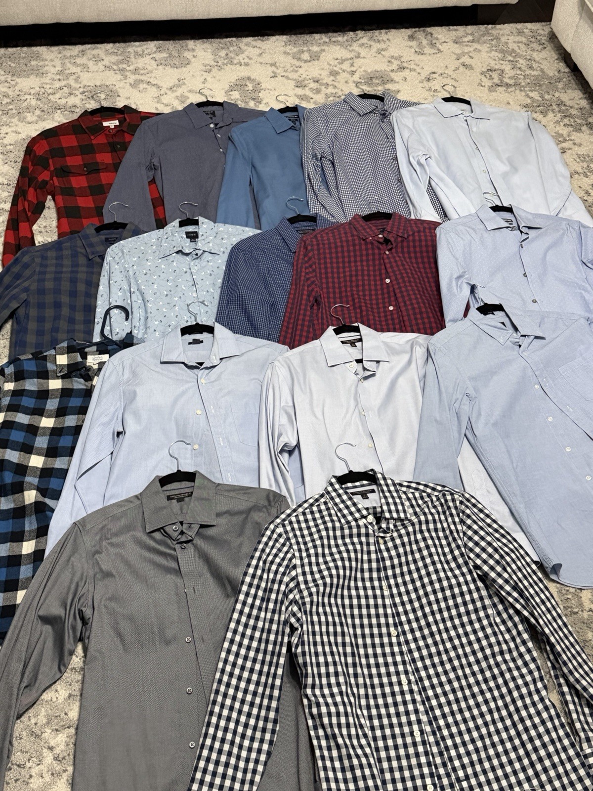 Lot of 16 Mens Dress Shirts Size Small Banana Republic J Crew Kenneth Cole Plaid