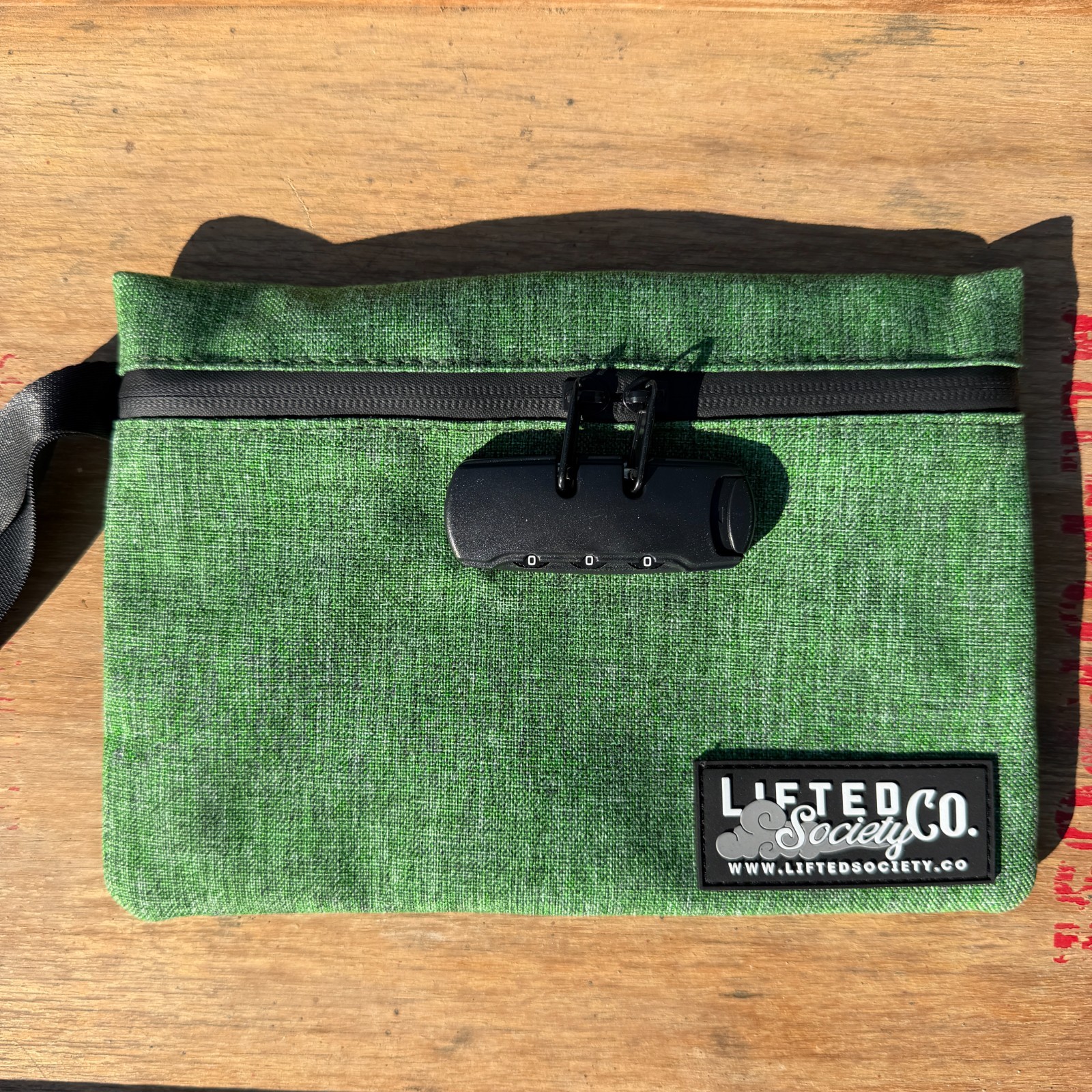 Smell Proof Stash Bag with Combination Lock and Interior Pockets - Herb Green