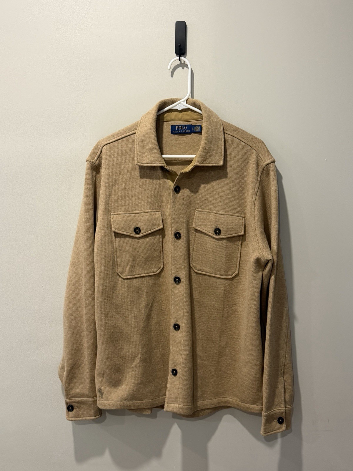 Polo Ralph Lauren Double-Knit Mesh Shirt Jacket Brown Size Large Retail $168