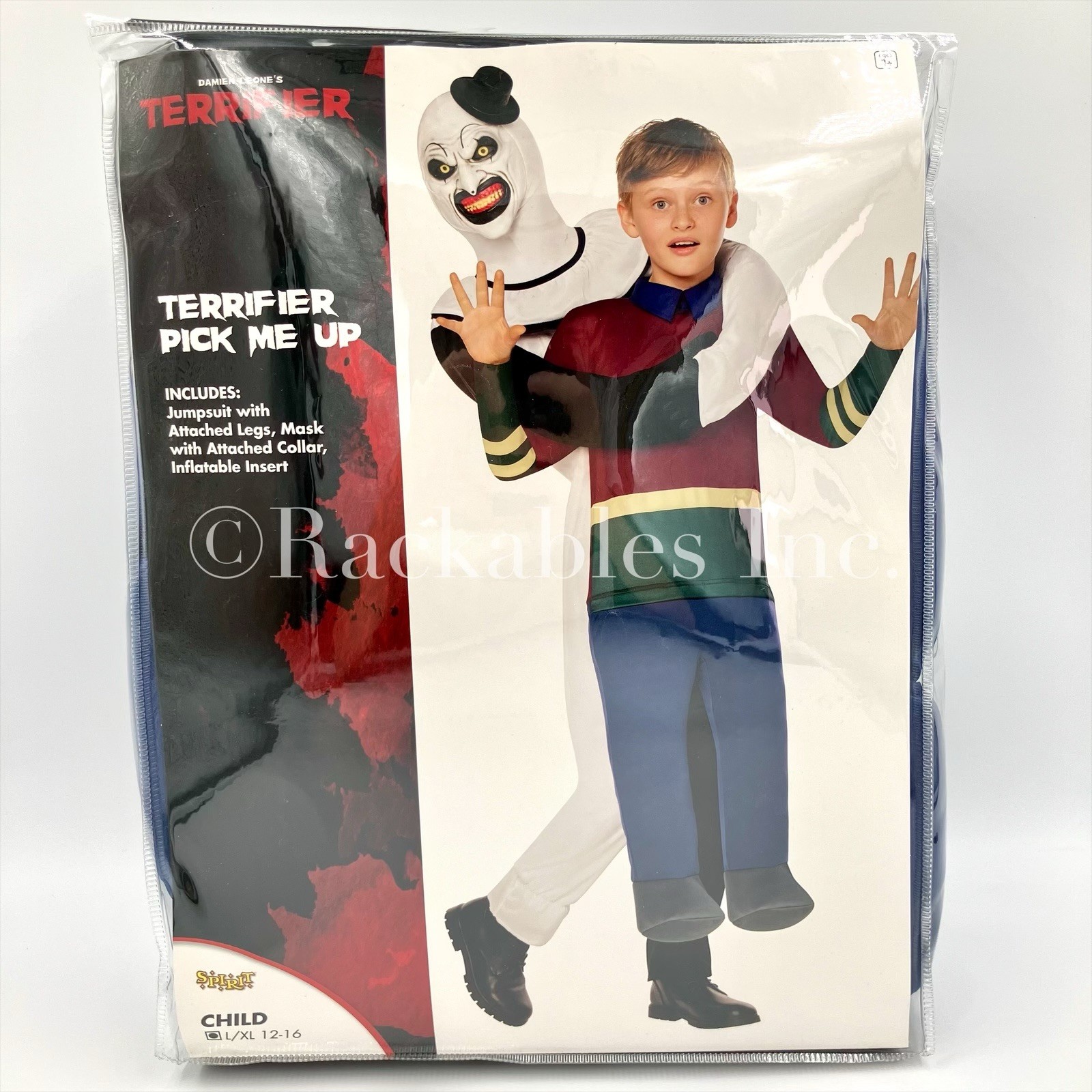 [01872662] Spirit Halloween Kids Art the Clown Pick Me Up Costume Terrifier L/XL