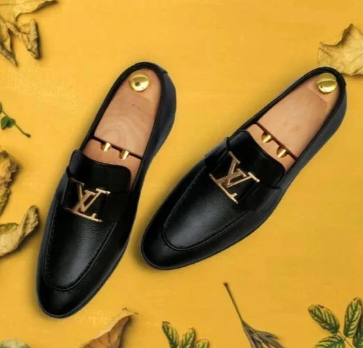 Men's Handmade Leather Shoes, Fashion Loafers, Black Formal Dress Shoes Men's