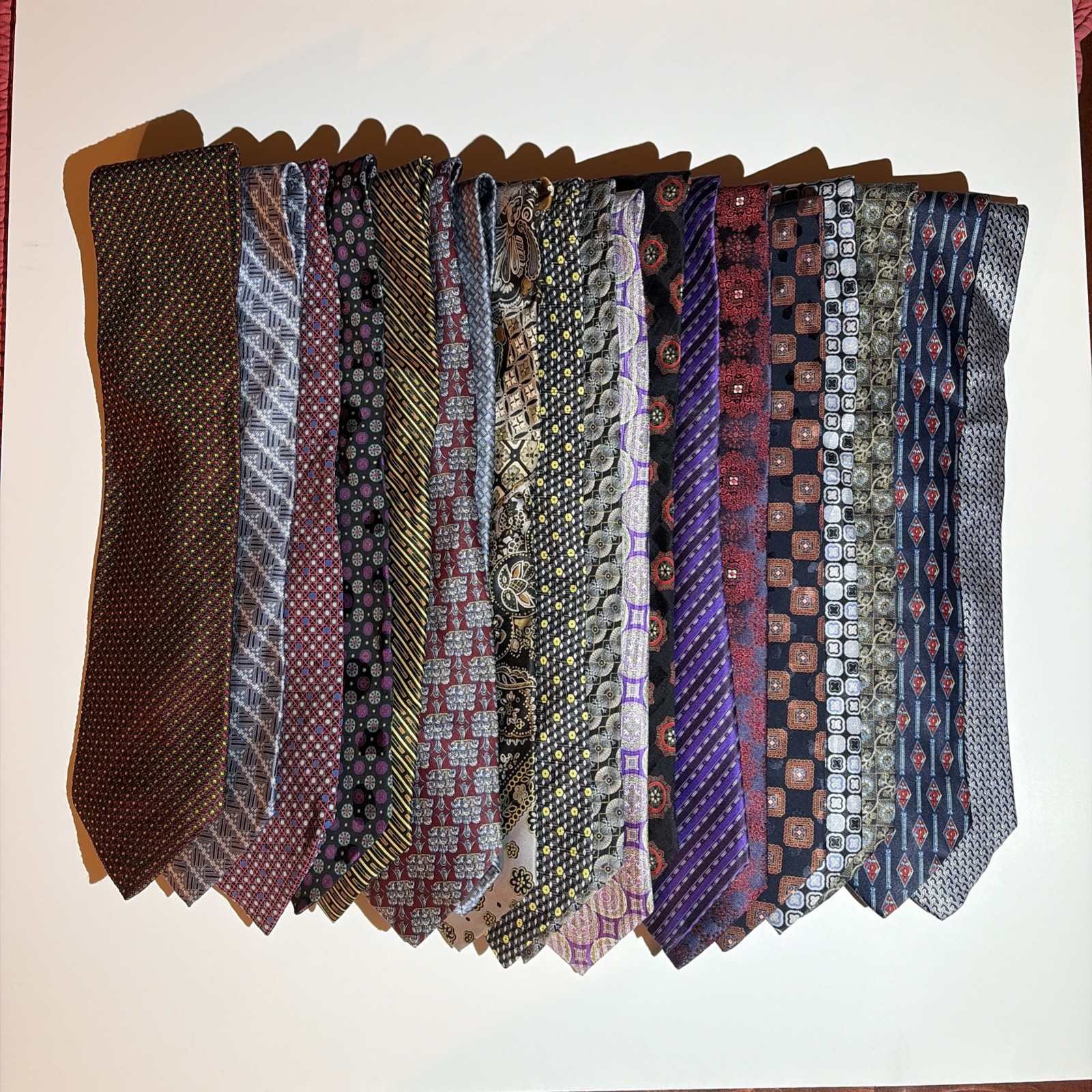 Giant Lot of 19 Brioni Ties Geometric Silk Paisley Striped Knit Blue Purple Gray