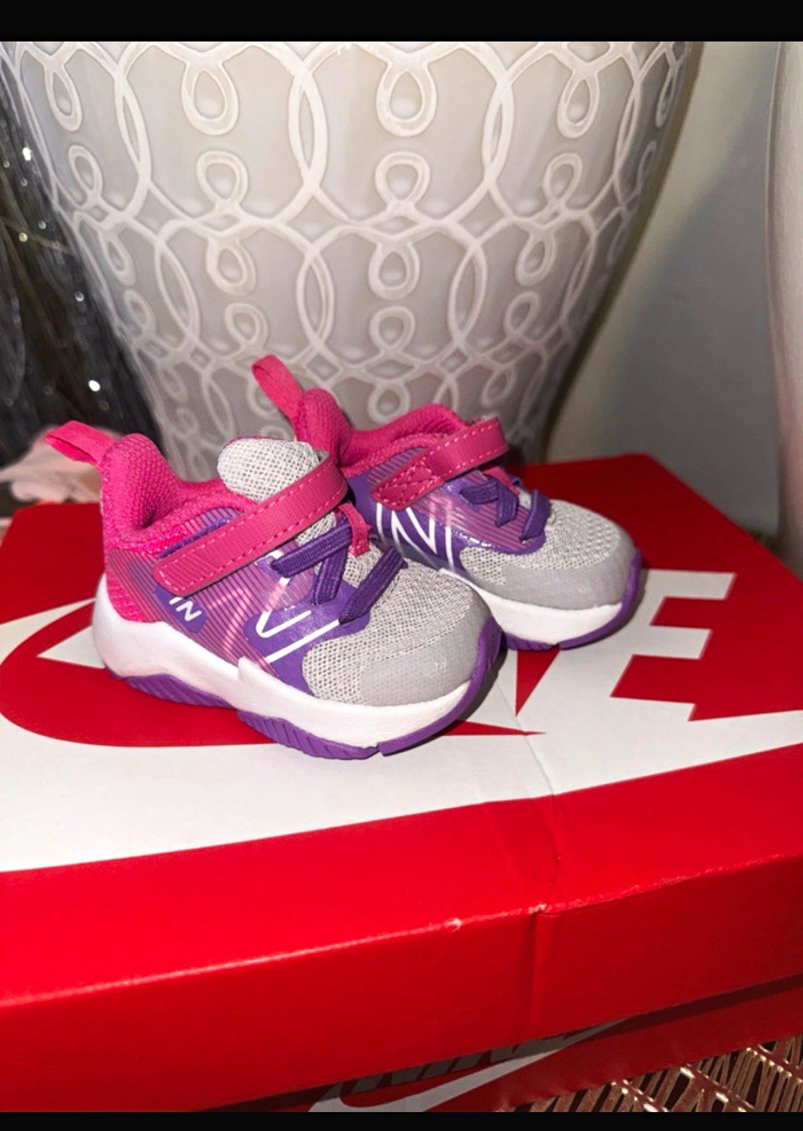 Nike Girls Athletic Sneakers Low Top Lace Up Synthetic Colorblock Purple Pink
