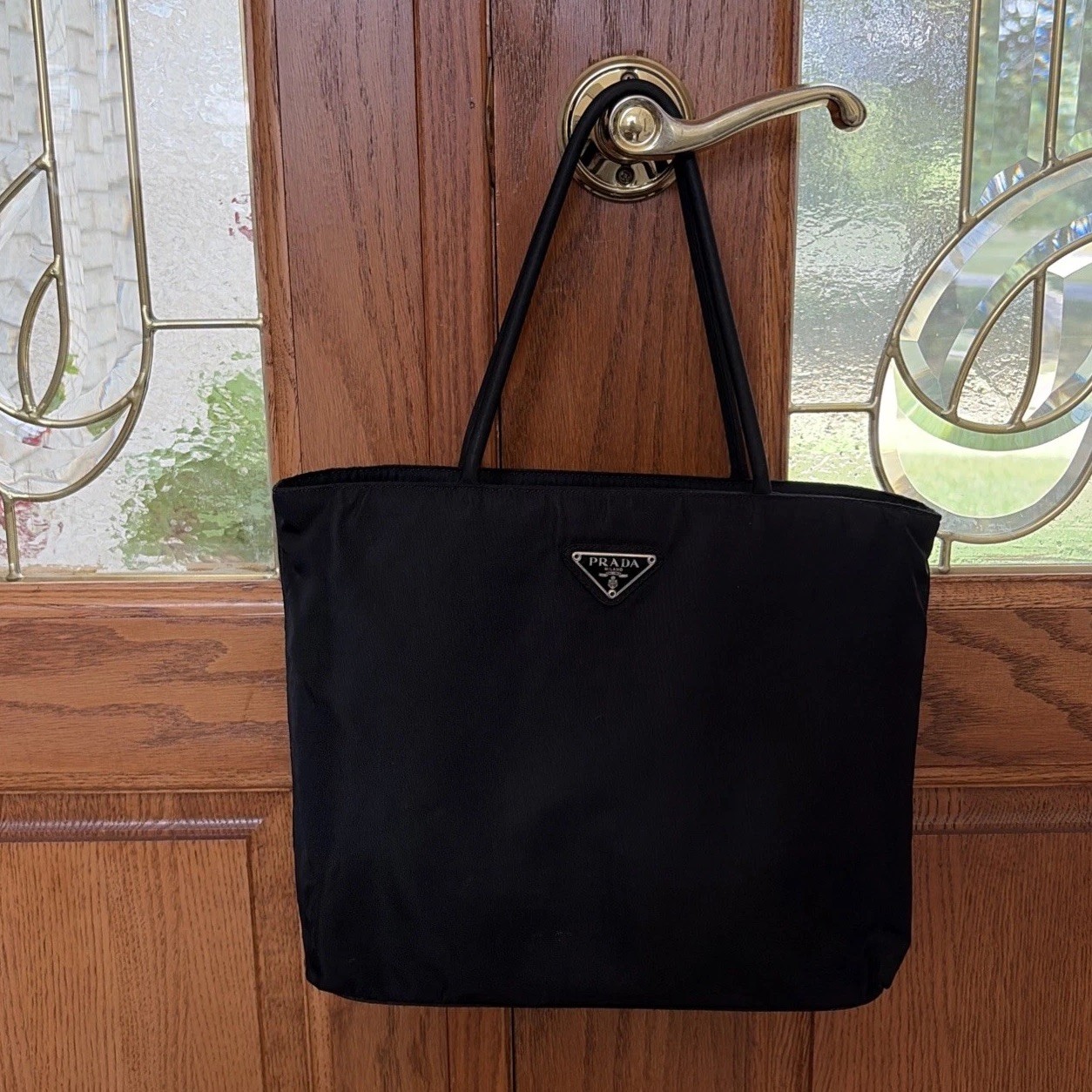 Prada Tessuto Nylon Bag Black Double Handle