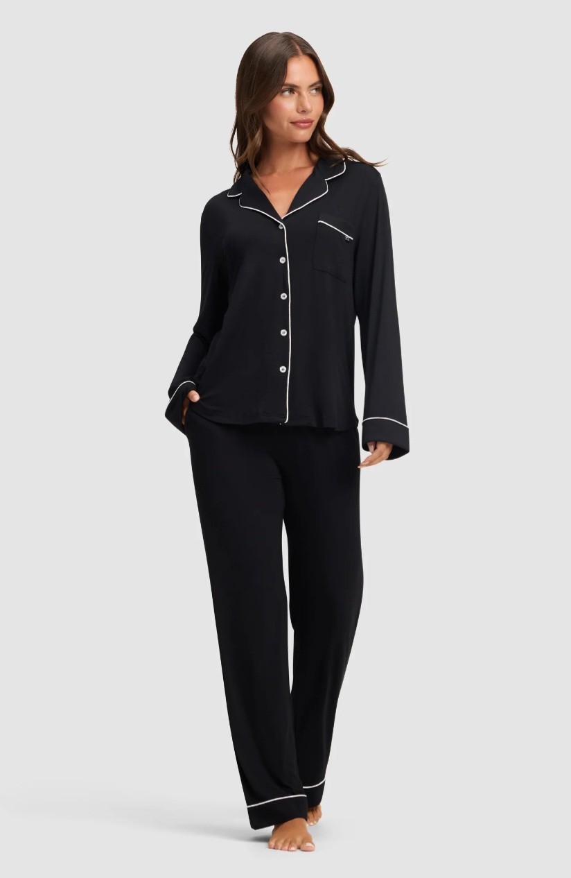 New Cozy Earth Pajama Set Women’s XXL Stretch Knit Bamboo Long Sleeve Black 2XL
