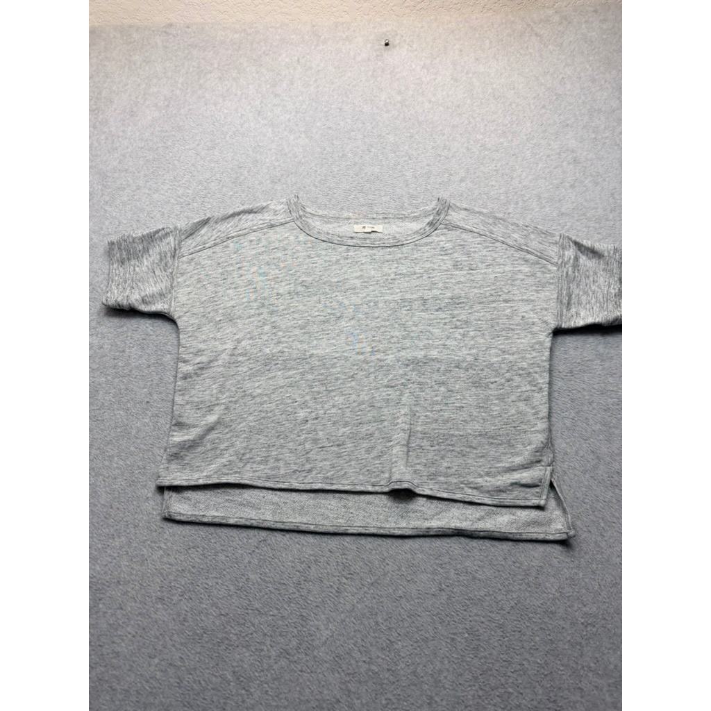 Madewell Womens Grey Heathered Short Sleeve Boxy High Low Knit Top Small