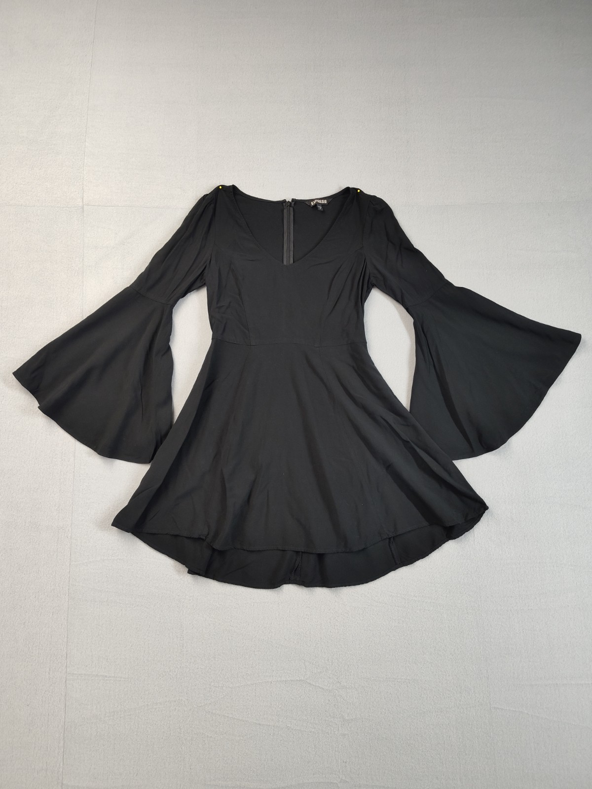 Express Womens Mini Dress 0 Black V Neck Bell Sleeve A Line Fit & Flared Casual