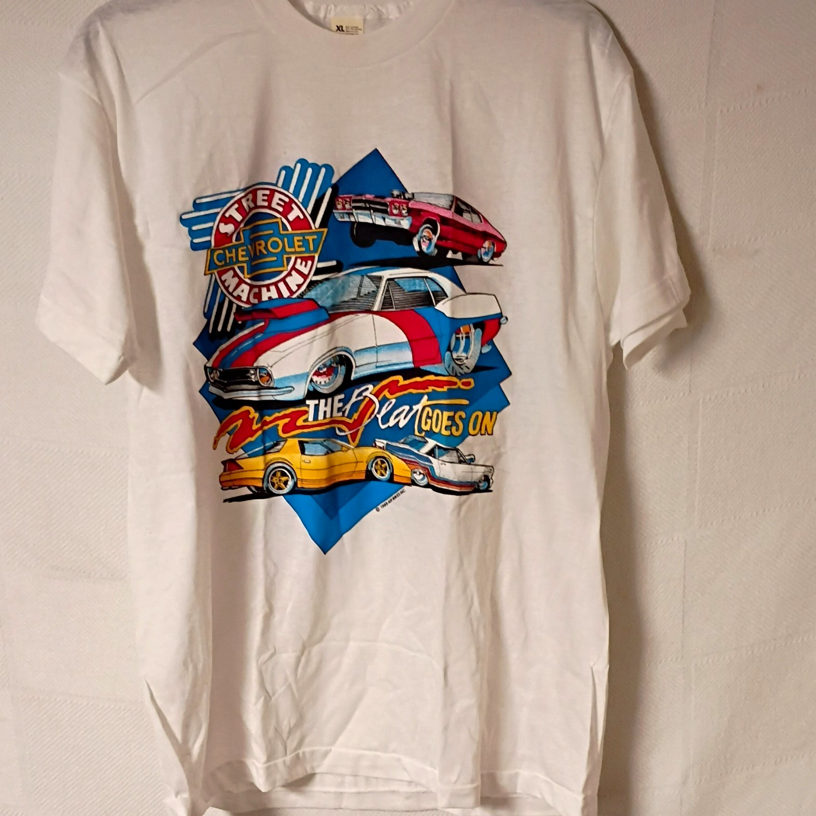 Screen Stars Men\'s XL White Street Machine Chevrolet \