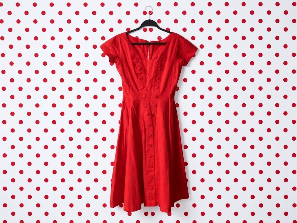 Vintage 1950s Gigi Young Red Button-Front Fit & Flare Dress
