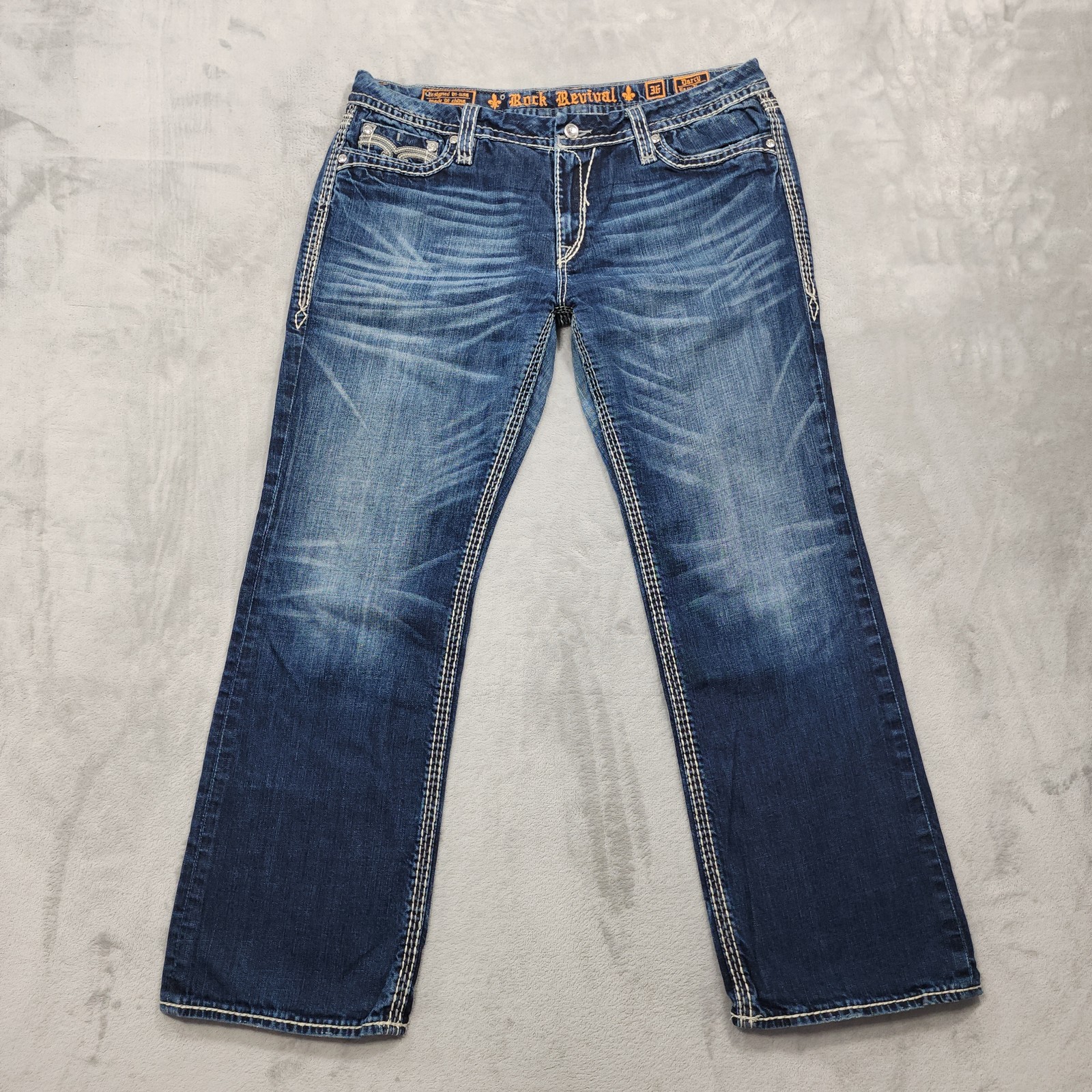 Rock Revival Jeans Womens 36 Blue Mid Rise Darcy Easy Boot Bootcut Stretch Denim