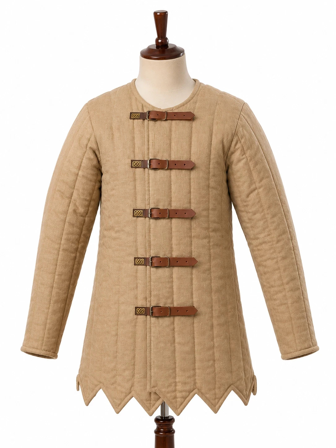 Handmade Medieval Gambeson Jacket Padded Armor LARP Reenactment Beige Coat