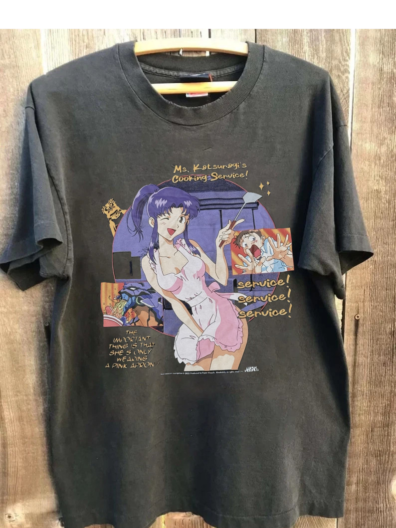 REPRINT Neon Genesis Evangelion Misato Anime Retro Tee Esper Visuals Rare PA6555