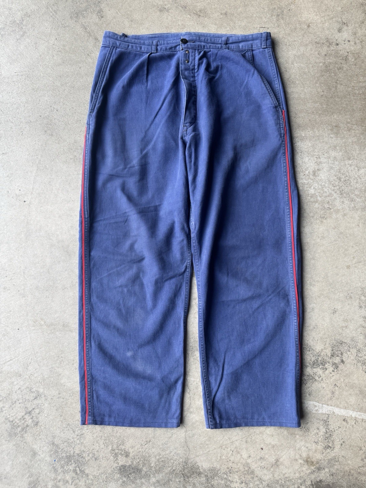 	Rare 50s French Indigo Pompier Firefighter Trousers - 33x29