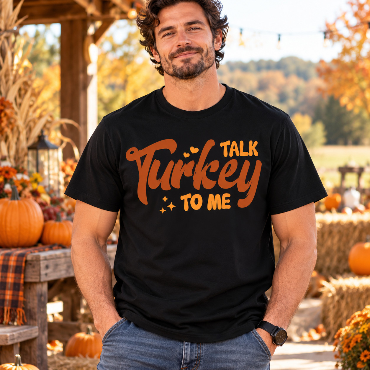 Talk Turkey To Me T-Shirt Funny Thanksgiving Turkey Day Graphic Tee