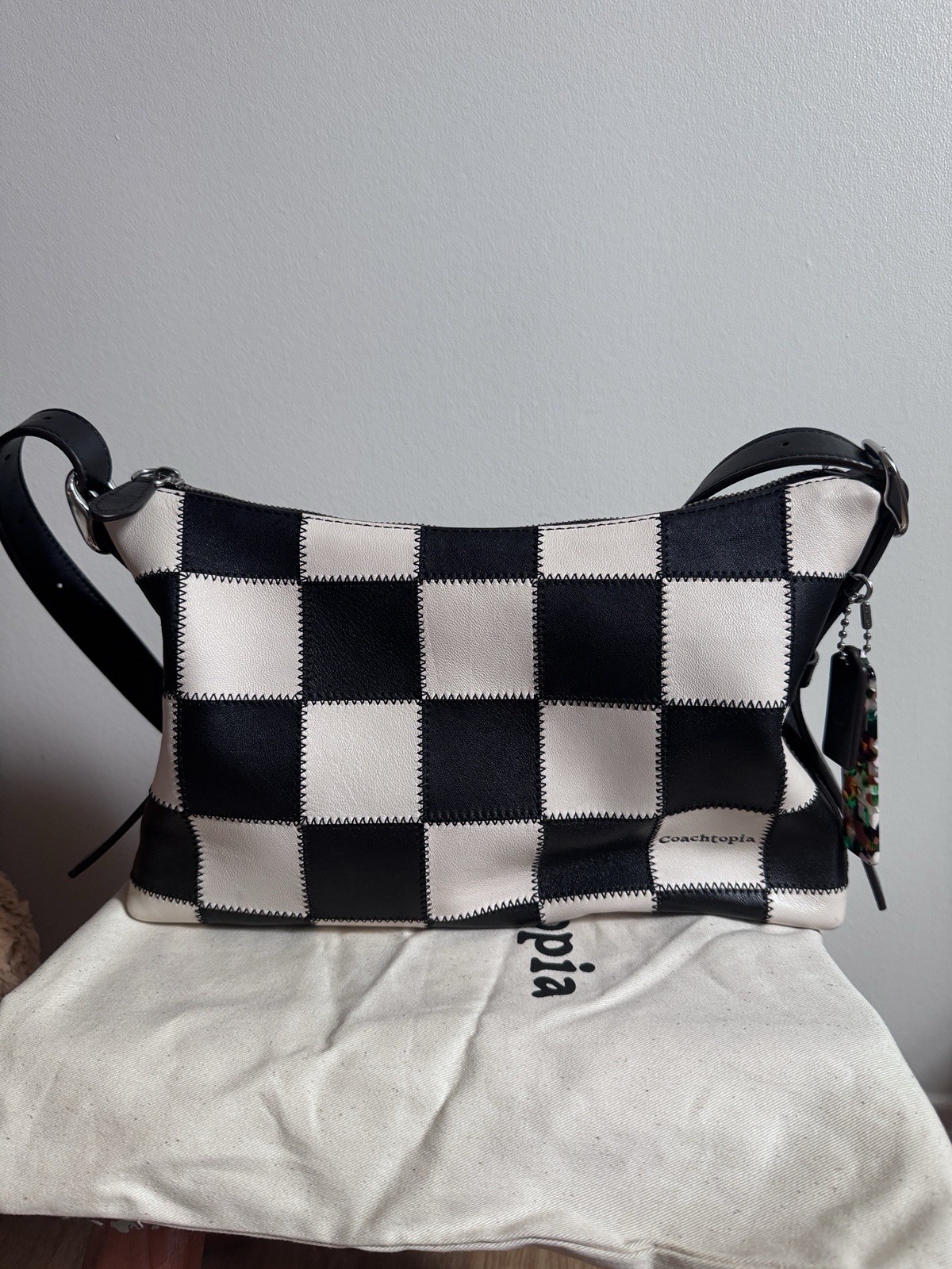 Coach Alter/Ego Slouchy Shoulder Bag Coachtopia Checkered Leather Zip Medium