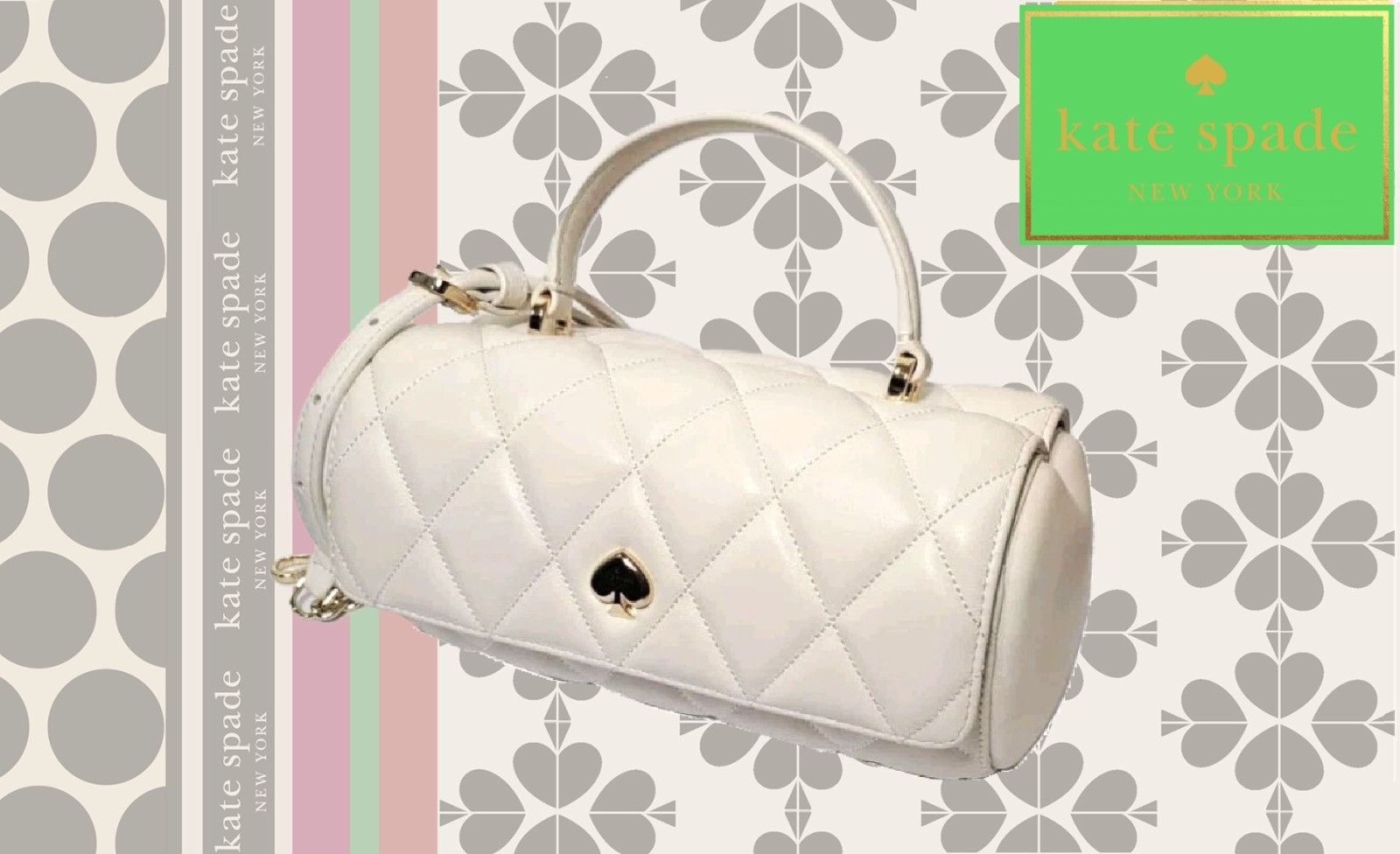 KATE SPADE 3D Heart Barrel Crossbody Quilted Bag (KK175) Meringue - NWT RETIRED