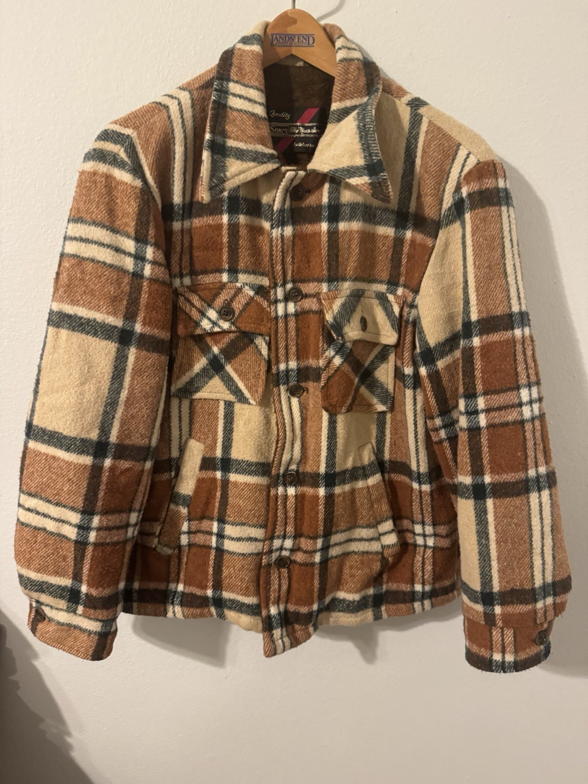 Vintage Sears \'The Men\'s Store\' Wool Plaid Outwear Button Up Coat Sz 40