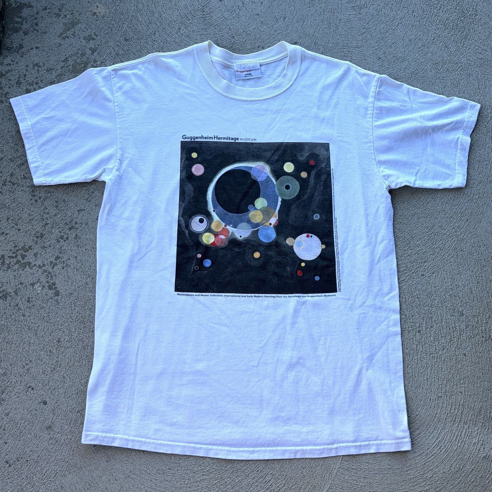 02 Vintage Kandinsky Art T-Shirt Sz M (22x28) Several Circles Guggenheim Museum