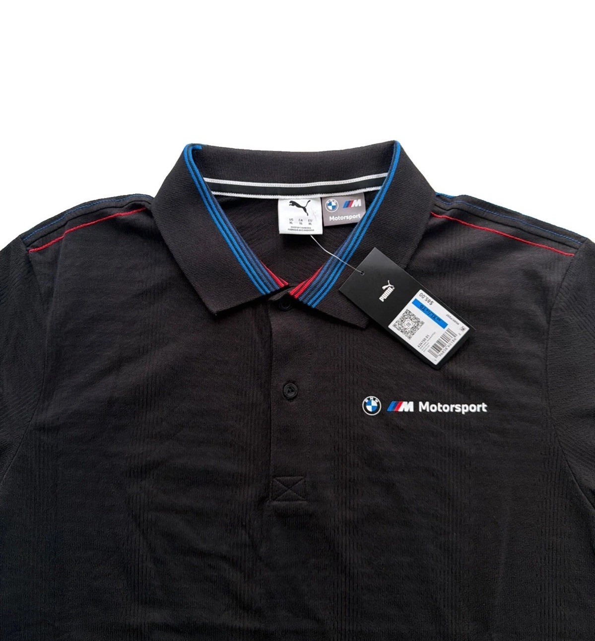 PUMA BMW M Motorsport Jacquard Polo Men’s Size X-Large NWT Black/Red/Blue