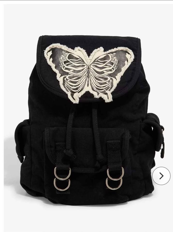 Hot Topic Butterfly Skeleton Canvas Backpack