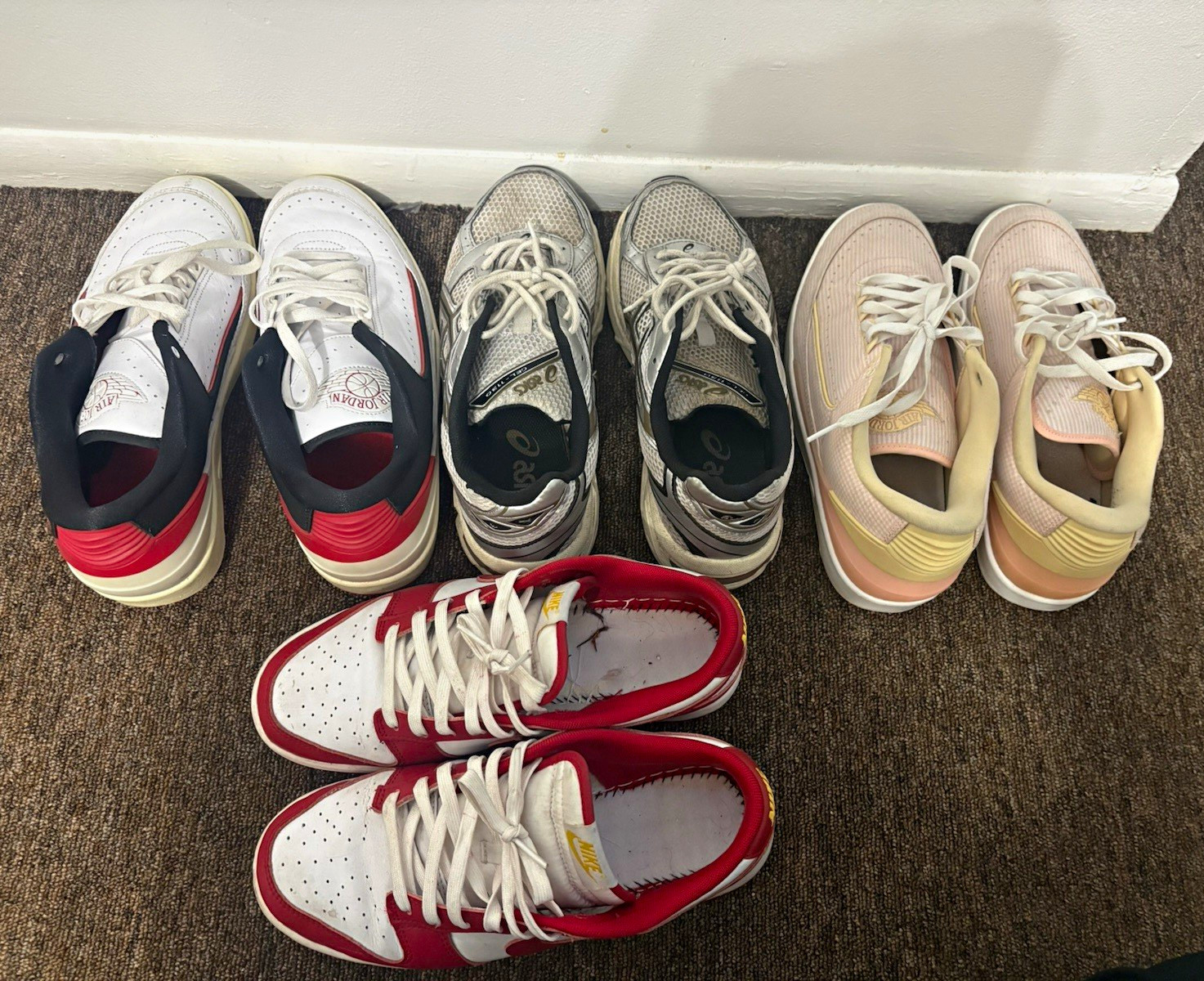 Nike Jordan Asics Mixed Lot 4 Sneakers Leather/Mesh Unisex US 9-11.5